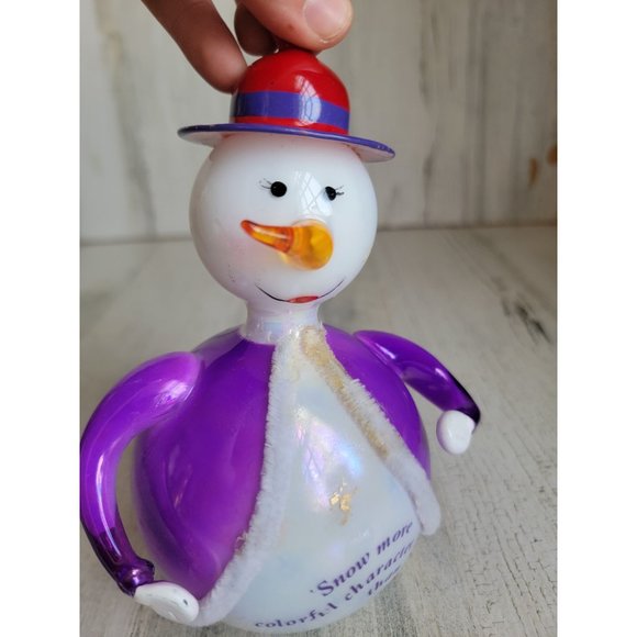 Red Hat Society AS IS glass snowman purple coat ornament Xmas - Picture 11 of 11